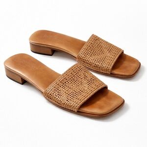 Sesto Meucci Vintage Woven Leather Slide Sandals Brown Women’s Size 9